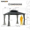 thumbnail image 4 of Sunjoy Hardtop Gazebo 10 x 12 ft. Outdoor  Steel Frame  Gazebo With 2 Roof Metal  Gazebo with Ceiling Hook and Removable Netting Sidewalls, Black, 4 of 12