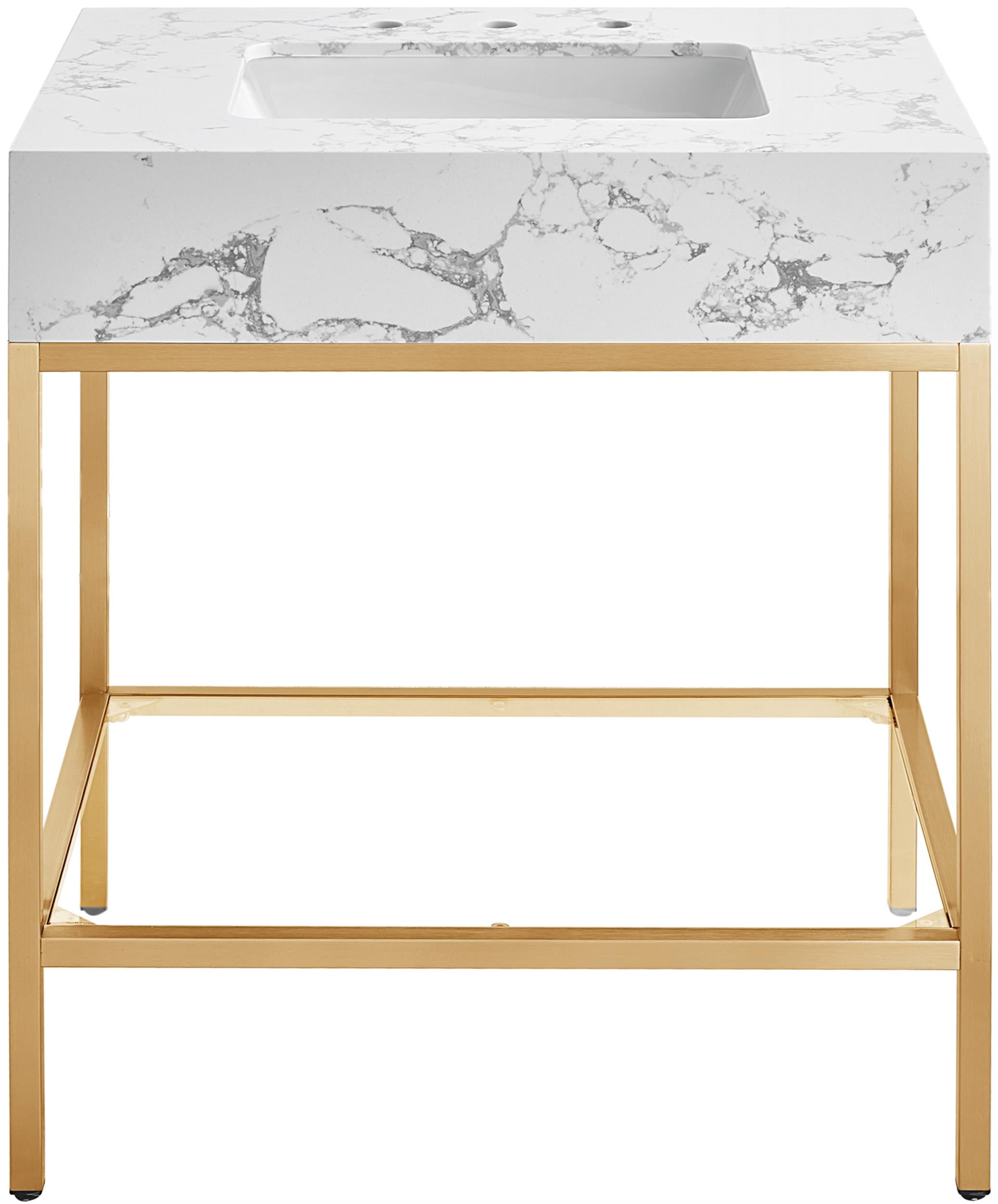 Meridian Furniture Marmo White Engineered Stone Bathroom Vanity