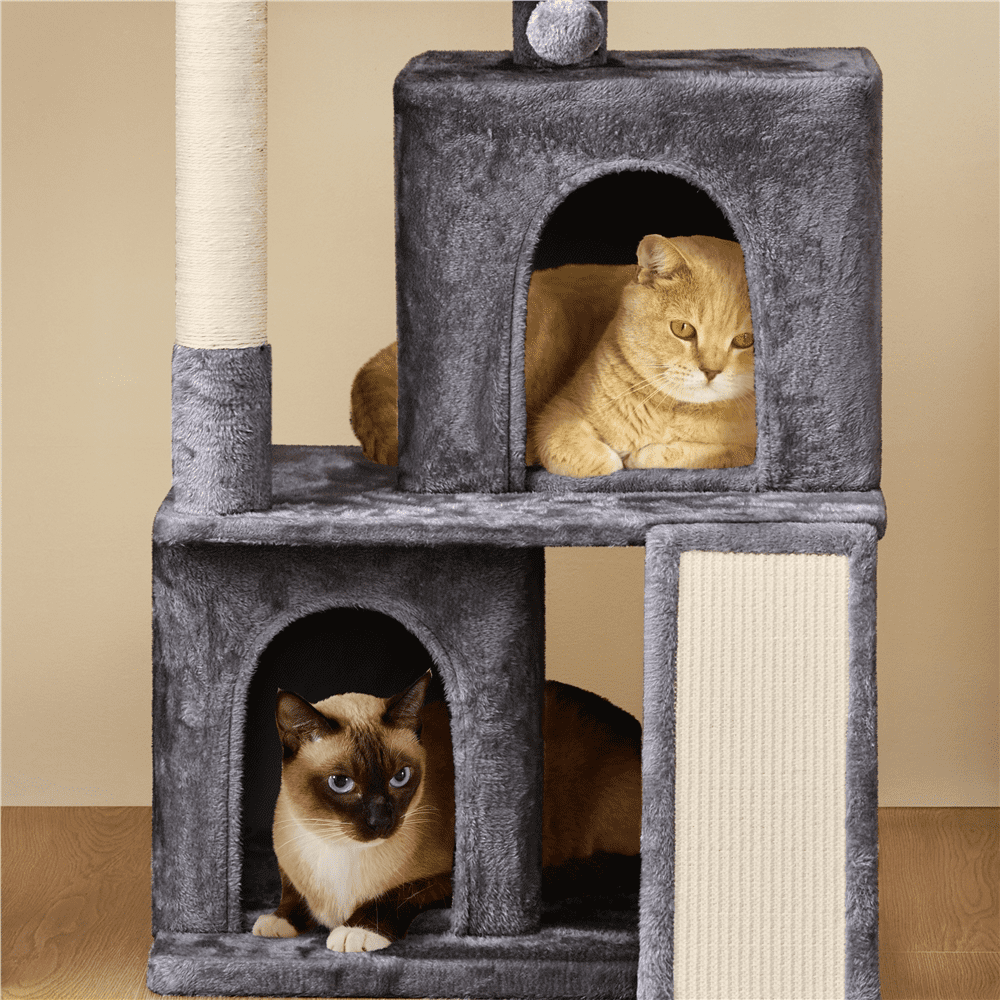 Yaheetech 42'' Cat Tree Tower with 2 Condos & Scratching Posts, Dark Gray