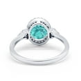 thumbnail image 3 of Halo Art Deco Oval Ring Paraiba Tourmaline CZ 925 Sterling Silver Size 7, 3 of 6