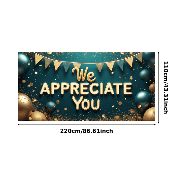 Decorative Design Appreciation Banner Glitter Theme Blue Gold Balloons for Corporate Events Employee Recognition Office Decoration