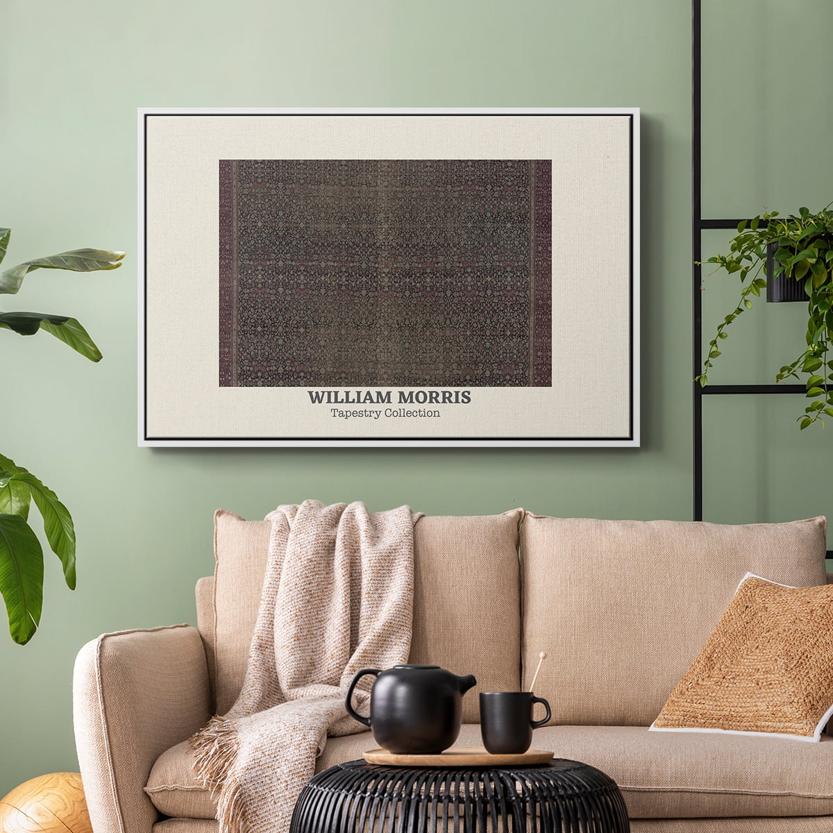 Vintage Abstract Print-L Framed in White Wood Gallery Wrapped Canvas 25 in. x 37 in.