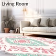 thumbnail image 2 of ODIKA 2'x3' Machine Washable Non-Slip Area Rug, Vintage Paisley Swirl with Delicate Botanical High Traffic Rug with Pad, Pink, 577321, 2 of 8
