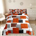thumbnail image 2 of Manfei Modern Geometric Block Full Size Comforter Sets, Abstract Colorful Square Bedding Comforter Set, Orange Black Gray, Black Reversible 3pcs, 1 Comforter and 2 Pillowcases, 2 of 6