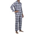 thumbnail image 3 of Norty Mens Cotton Blend Yarn Flannel Pajama Lounge Sleep Sets - 16 Prints Available 39996-Small (Charcoal Blue Black Plaid), 3 of 4