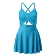 thumbnail image 4 of QHFBli Women One Piece Swimsuit Cutout One PC Skirt Swimsuit V Neck Wrap Tie Back Swimdress Bathing Suits, 4 of 5