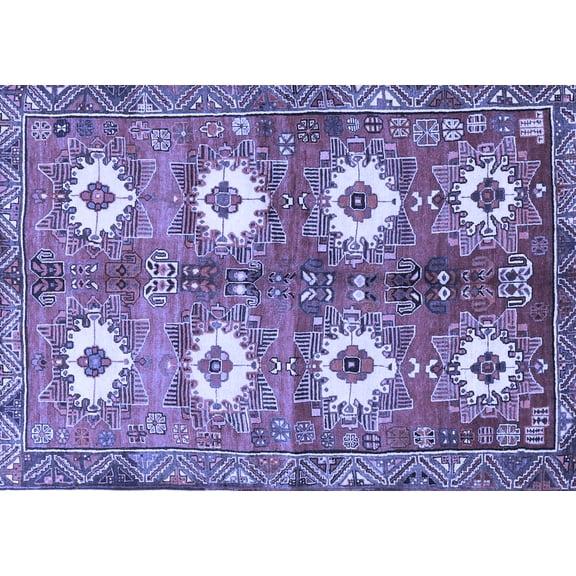 Ahgly Company Indoor Rectangle Persian Blue Traditional Area Rugs, 5' x 7'