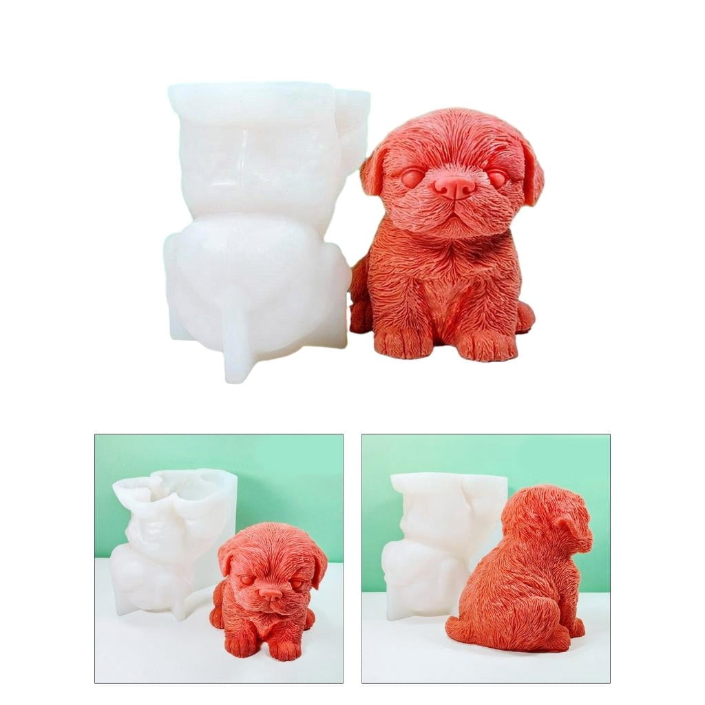 Osdhezcn Dog Mold for DIY Decoration Making Soap 3D Stereo Sitting Dog Candle Mold