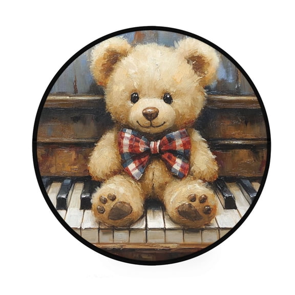 BZSMCE Round Decorative Floor Mat Melodic Cuddles Pattern 36.2IN