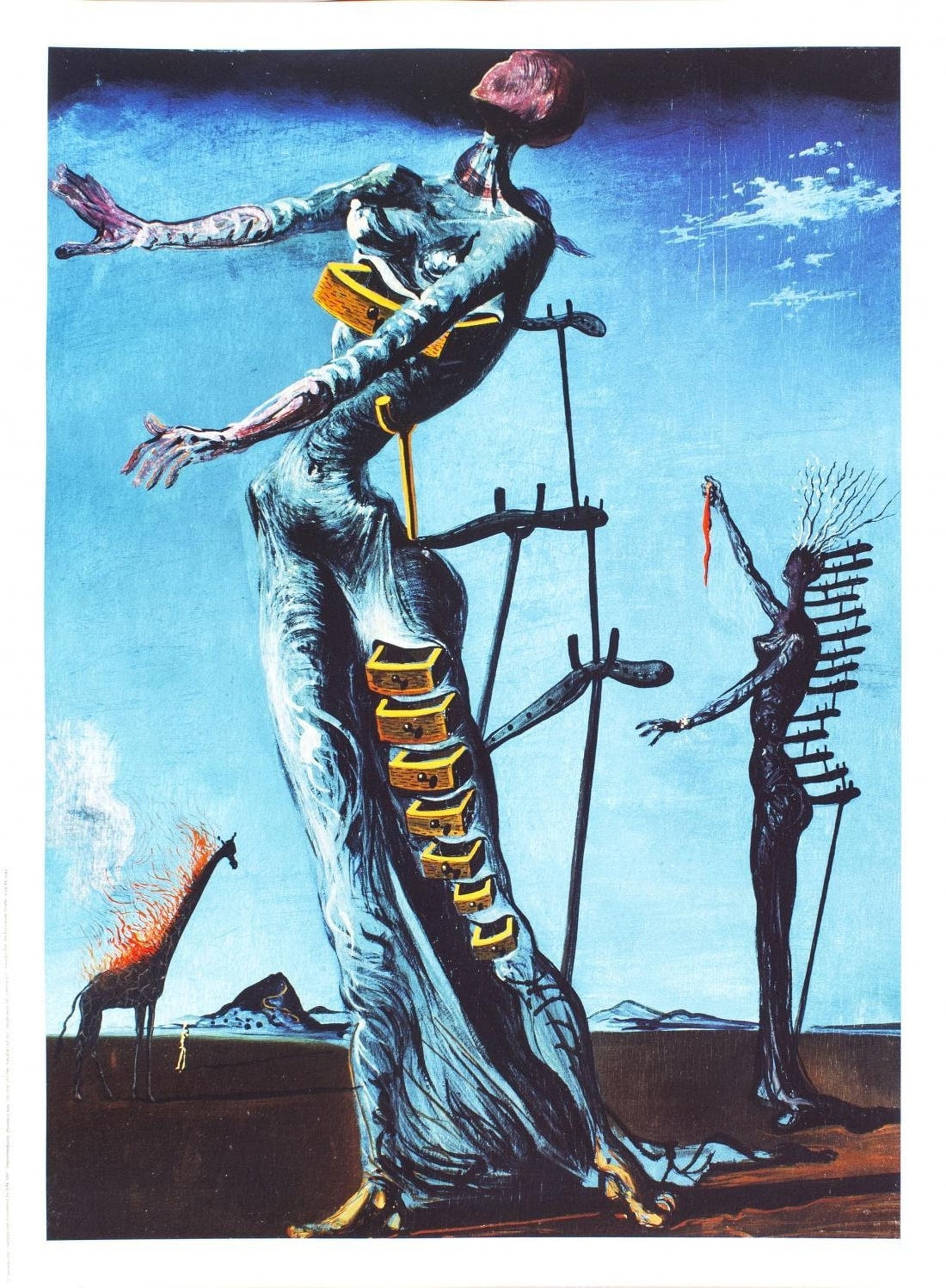 Salvador Dali Burning Giraffes and a Telephone Wall Art Poster Print 