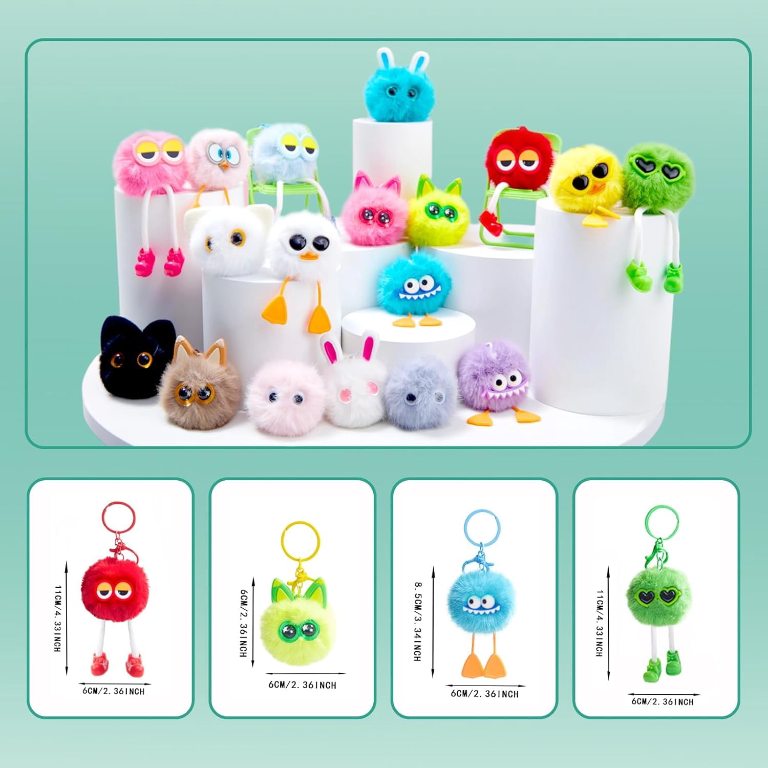 18PCS Party Favors Kids Keychains - Fun Keychain Cute Birthday Goodie Bags Stuffers for Kid Keychain Valentines Day Gifts for Kids Classroom Prizes Key Chains Bulk Elementary Student Prizes