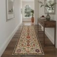 thumbnail image 4 of GENIMO 8'x10' Floral Botanical Area Rug for Living Room, Large Machine Washable Non Slip Low Pile Rug for Bedroom Dining Room, Warm Beige, 4 of 7