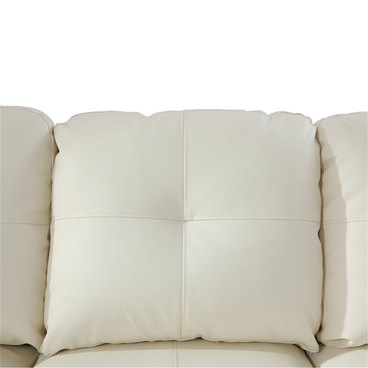 Hommoo Faux Leather L-Shaped Sectional Sofa, Modern 4-Seat Couches and Sofas Set, Living Room Furniture Sets for Home& Office, White(No Ottomans)