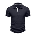 thumbnail image 5 of Ribbed Polo Shirts for Men Summer Casual Button Up Short Sleeve Shirts Textured Collared Cuban Shirt Knit Henley Tops Dark Gray M, 5 of 5