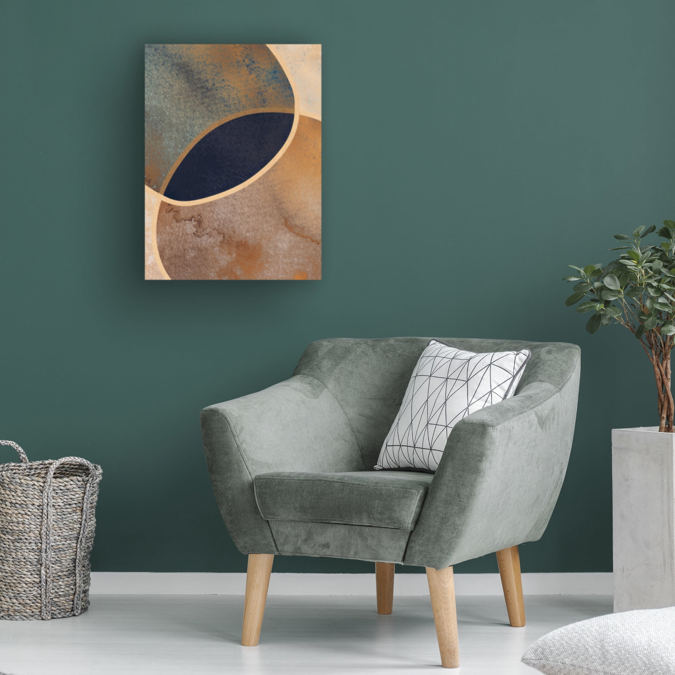 Canvas Wall Art - Bilge Paksoylu 'Abstract Circles With Gold 1' Wall Art for Living Room, Bedroom, or Office Décor by Trademark Fine Art - 24 x 32 Inches