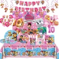 thumbnail image 2 of Paw Patrol Birthday Party Decoration Chase Skye Figure Dinner Plate Banners Cake Topper Numer Balloon Set Anime Themed Tableware, 2 of 5