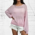 thumbnail image 4 of Diufon Womens Hollow out Tops Fall Casual Solid Color Blouses Round Neck Long Sleeve Pullover Tops, 4 of 5