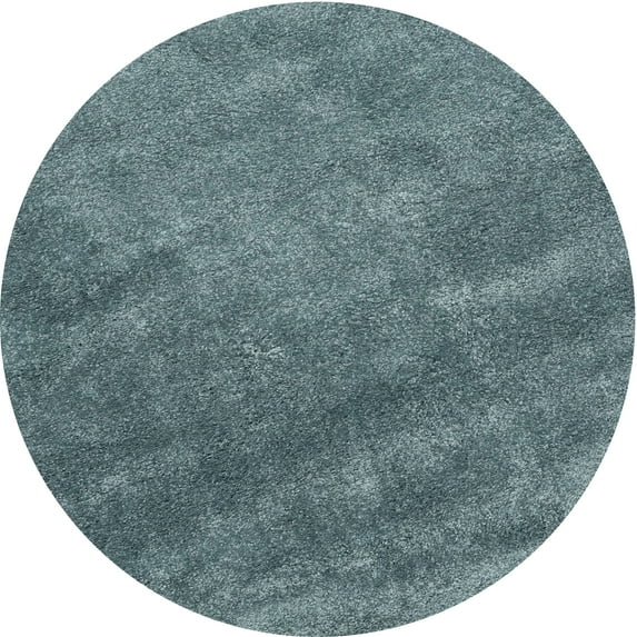 Ahgly Company Machine Washable Indoor Round Contemporary Greenish Blue Green Area Rugs, 7' Round