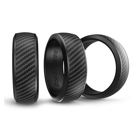 Ikonfitness Silicone Wedding Ring for Men and Women - 3 Pack Comfortable Fit, Skin Safe, Non-Toxic, Antibacterial Rubber Wedding Ring Come with a Metal Box