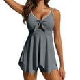 thumbnail image 2 of Agkizg Two Piece Tankini Swimsuits for Swim Dress Solid Color Padded Wireless Tankini Set Loose Fitting Drawstring Bathing Suits for Pool Activities Swimsuits (Women's), 2 of 6