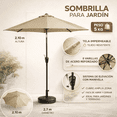 thumbnail image 2 of Sombrilla Plegable Para Exterior Jardin Playa Manivela 2.7m cafe, 2 of 9