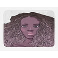 thumbnail image 1 of Beauty Bath Mat, American Girl Silhouette with Curly Hair, Plush Bathroom Decor Mat with Non Slip Backing, 29.5" X 17.5", Eggplant Mauve Taupe, by Ambesonne, 1 of 2
