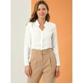 thumbnail image 3 of DARING DIVA Women's Elegant V Neck Long Sleeves Button Down Shirt S White, 3 of 6