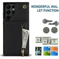 thumbnail image 5 of Crossbody Phone Case for Samsung S22 Ultra with Card Holder,Samsung Galaxy S22 Ultra Case Wallet with Strap Lanyard for Women Men, Magnetic Clasp Leather PU Flip Cover for S22 Ultra 6.8", Black, 5 of 7