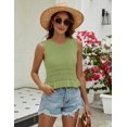 thumbnail image 3 of Camiseta sin mangas VIMPUNEC para mujer, jersey de punto de verano, color verde claro, talla S, 3 of 6