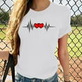 thumbnail image 2 of WREESH Fashion Women's Love Heart T-Shirts Casual Pullover Short Sleeve Graphic Tops White, 2 of 5