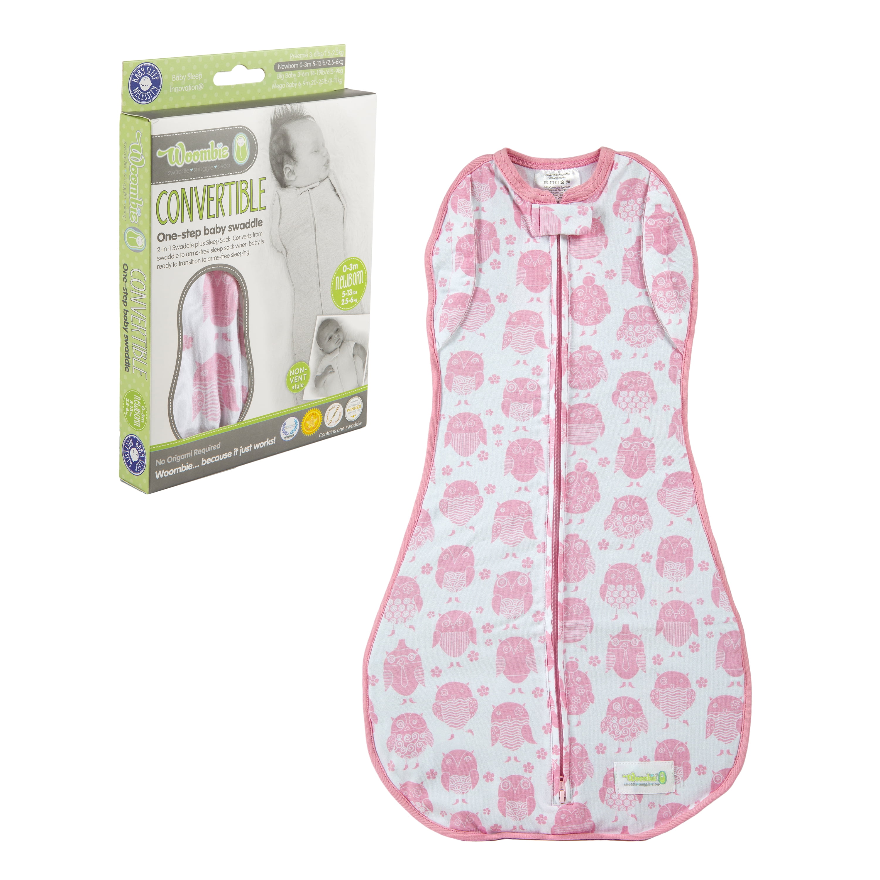 Woombie Convertible Nursery Swaddling Blanket Swaddle Converts to