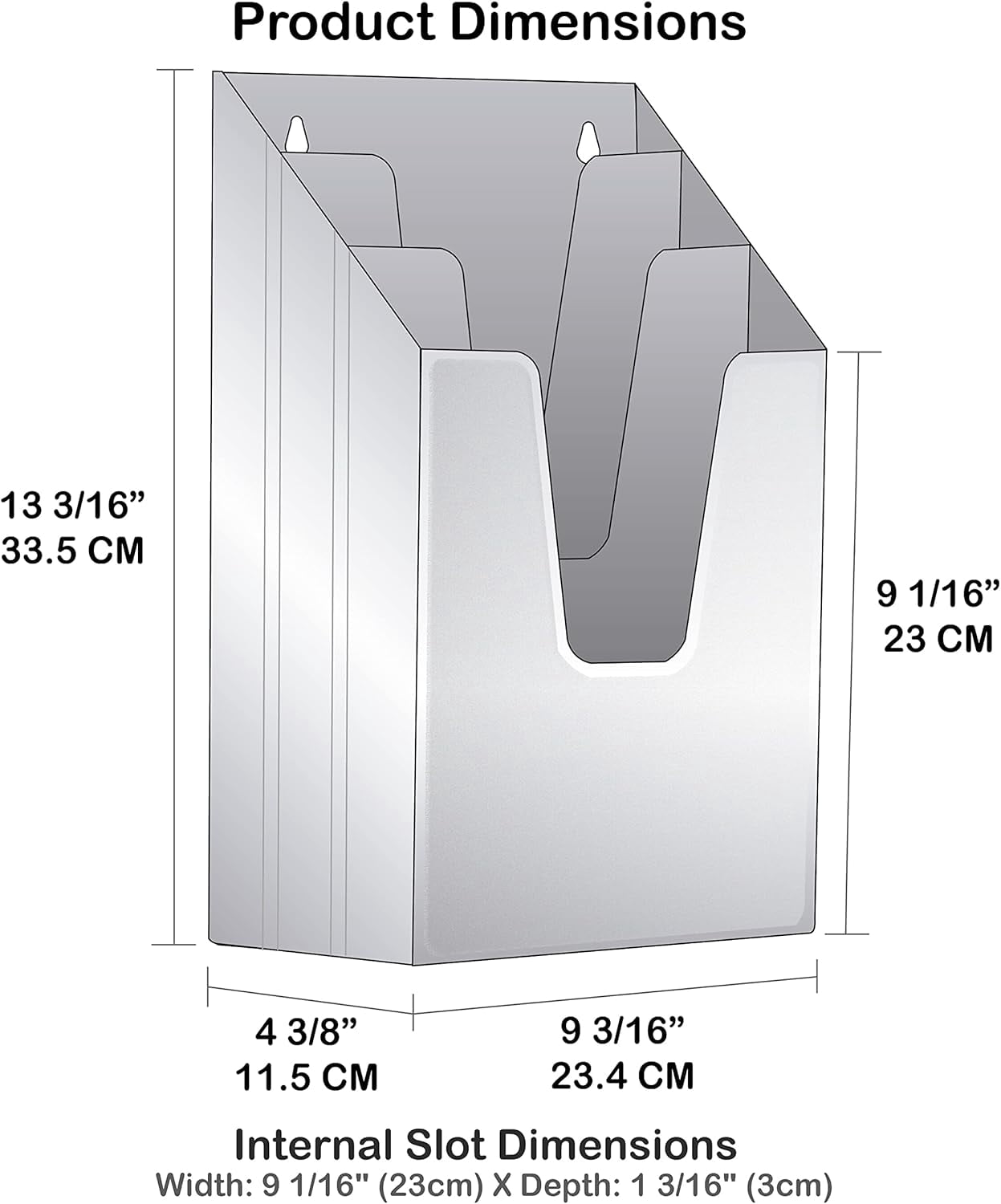 Acrimet Vertical Triple File Folder Holder Organizer, File Sorter (Plastic) (Clear Crystal Color)