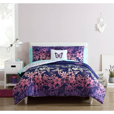 Butterfly Bed Covers Mainstays Kids Butterfly Print Bed in a Bag, Sheet Set Included, Multiple Sizes Available ()
