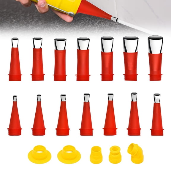 Universal Integrated Rubber Nozzle Tool Kit, Caulking Tool Kit Easy Caulking Finisher Nozzle, Caulk Tips Caulk Extension Nozzle Caulking Tips Set, Caulking Nozzle Applicator Finishing Tool