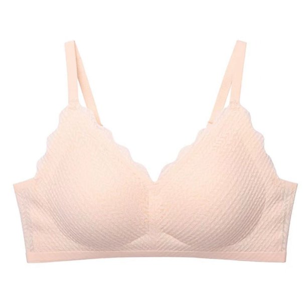 Brasier Ropa Interior sin Costuras para Mujer, con Tirantes de Encaje de Trigo, sin Aros, Espalda Pequeña, Cómoda y Translúcida. Grande