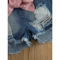 thumbnail image 5 of Coduop Toddler Kids Baby Girl Short Sleeve T-shirt Tops Denim Shorts 2pcs Outfit 1-6 Years, 5 of 6