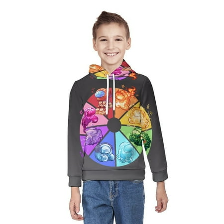 Among Us 27 Fashion Hooded Youth Tops Hoodie Novelty Hoodie Casual Long Sleeve Cartoon Sweatshirts for Kids/Boys/Girls XL