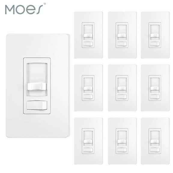 MOES 10Pack Dimmer Light Switch Single Pole/3-Way - LED/CFL/Incandescent/Halogen