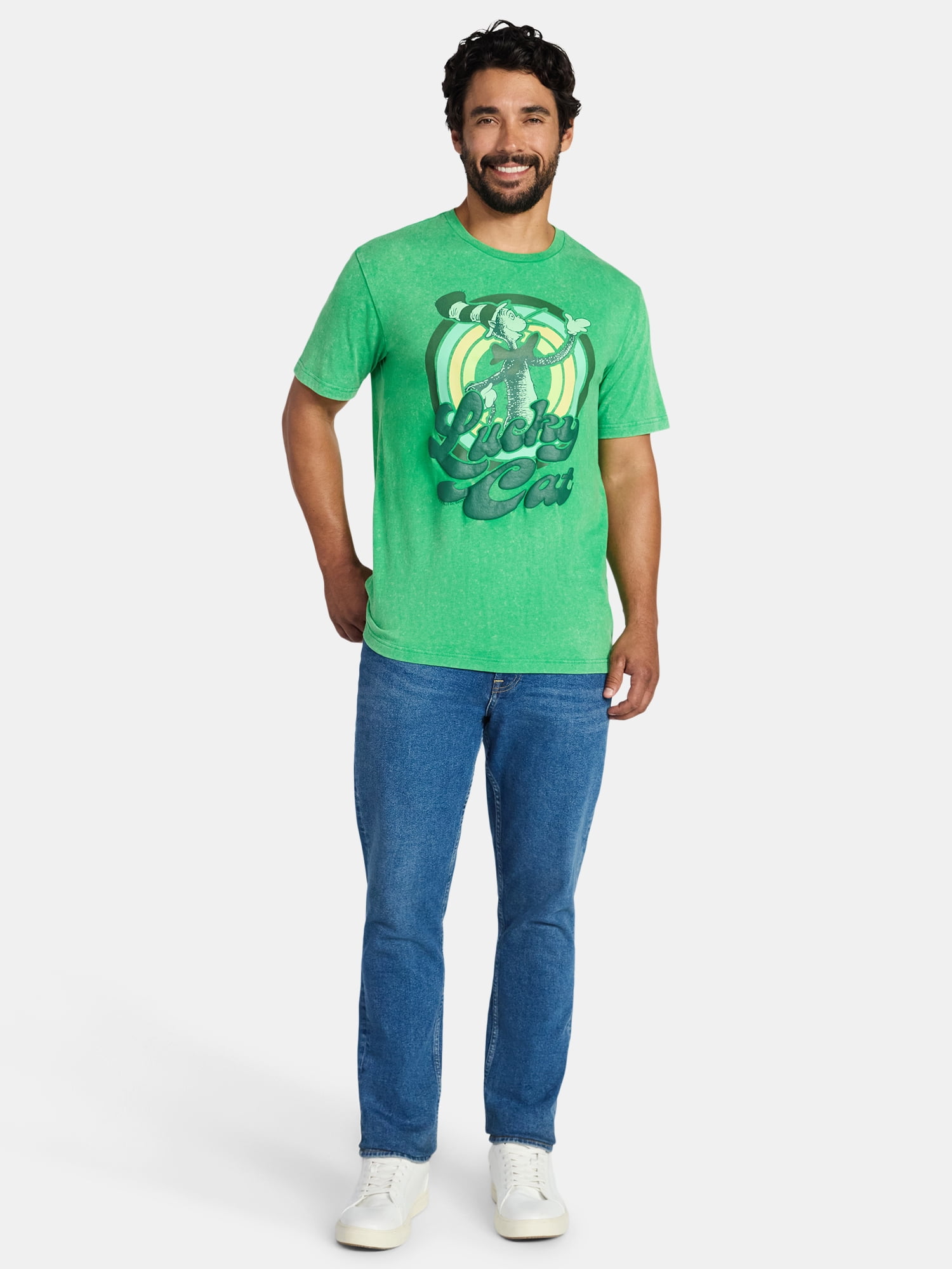 St. Patrick's Day Men's and Big Men's Dr. Seuss Cat in The Hat Graphic Tee, Sizes XS-5XL