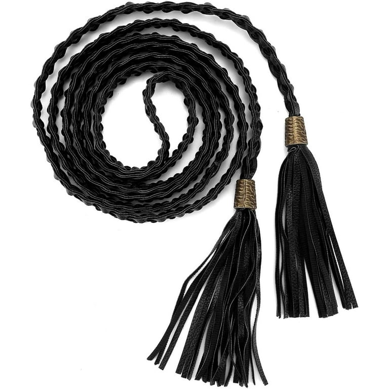 Braided PU Leather Tassel Belt Boho Waist Belt for Dresses YooGuoGuo Women main image 3