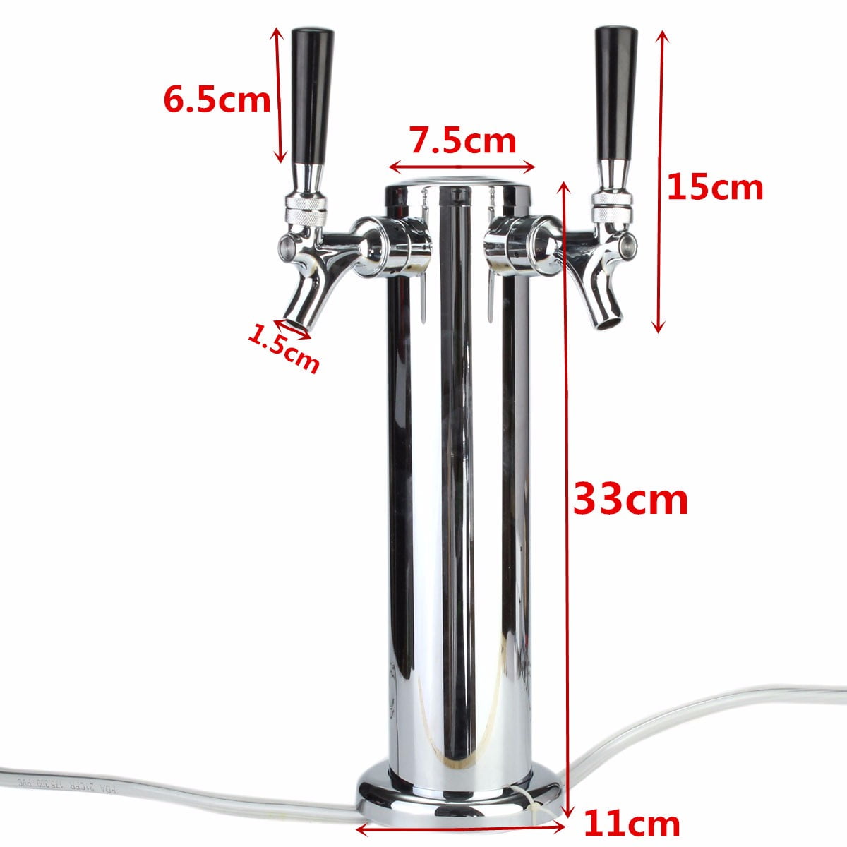 Double Faucets Draft Beer Tower Kegerator Stainless Steel Dual Chrome 2