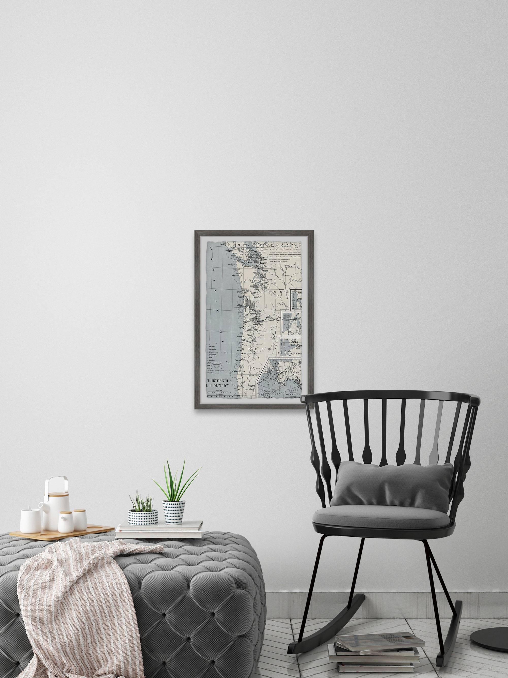 Marmont Hill Vintage Map of Washington Framed Wall Art, 24" x 36"