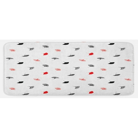 

Leaf Kitchen Mat Ginkgo Leaves Scattered on White Background with Minimalist Style Plush Decorative Kitchen Mat with Non Slip Backing 47 X 19 White Black Orange by Ambesonne