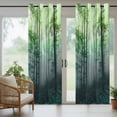 thumbnail image 3 of 2 Panels Outdoor Curtains for Patio Waterproof 54"x108" Teal Green Forest Weatherproof Privacy Outsides Curtains, Vintage Foggy Woods Tree Grommet Thermal Drapes for Cabana Porch Pergola, 3 of 8