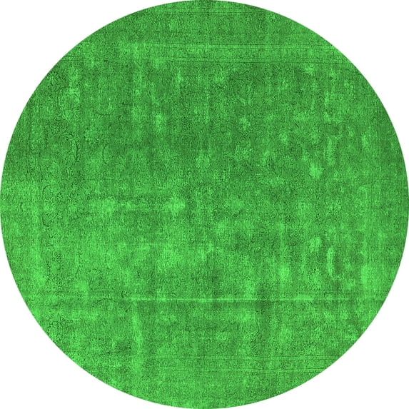 Ahgly Company Indoor Round Oriental Green Industrial Area Rugs, 4' Round