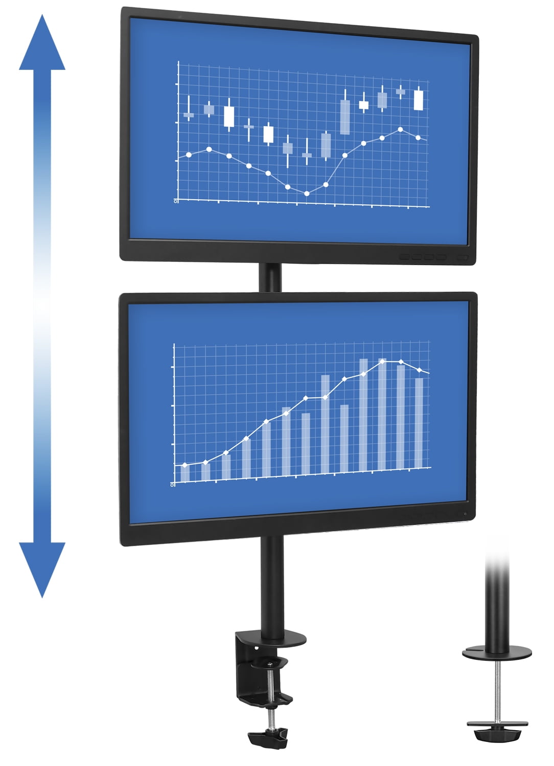 Mount-lt! Verical Dual Monitor Desk Mount | Fits 13"-32" Screens