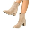 thumbnail image 4 of Mgmyaa Women's Ankle Boots Winter Comfortable Square Toe Low Block Heel Booties with Back Zipper, 4 of 7
