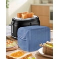 thumbnail image 4 of Blue Small Toaster Cover 2 Slice, Kitchen Appliance Covers, Farmhouse Vintage Abstract Linen Texture Striped Toaster Oven Cover with Loop, Bread Machine Cover Polyester Dust Cover Protection, 4 of 4