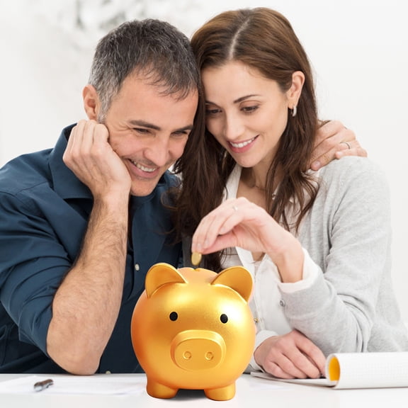 CQCYD Golden Pig Coin Bank, Creative PVC Children's Educational Collectible, Brainstorming Savings Box with Cute Design, Compact Golden Pig Coin Bank for Birthday and Gift