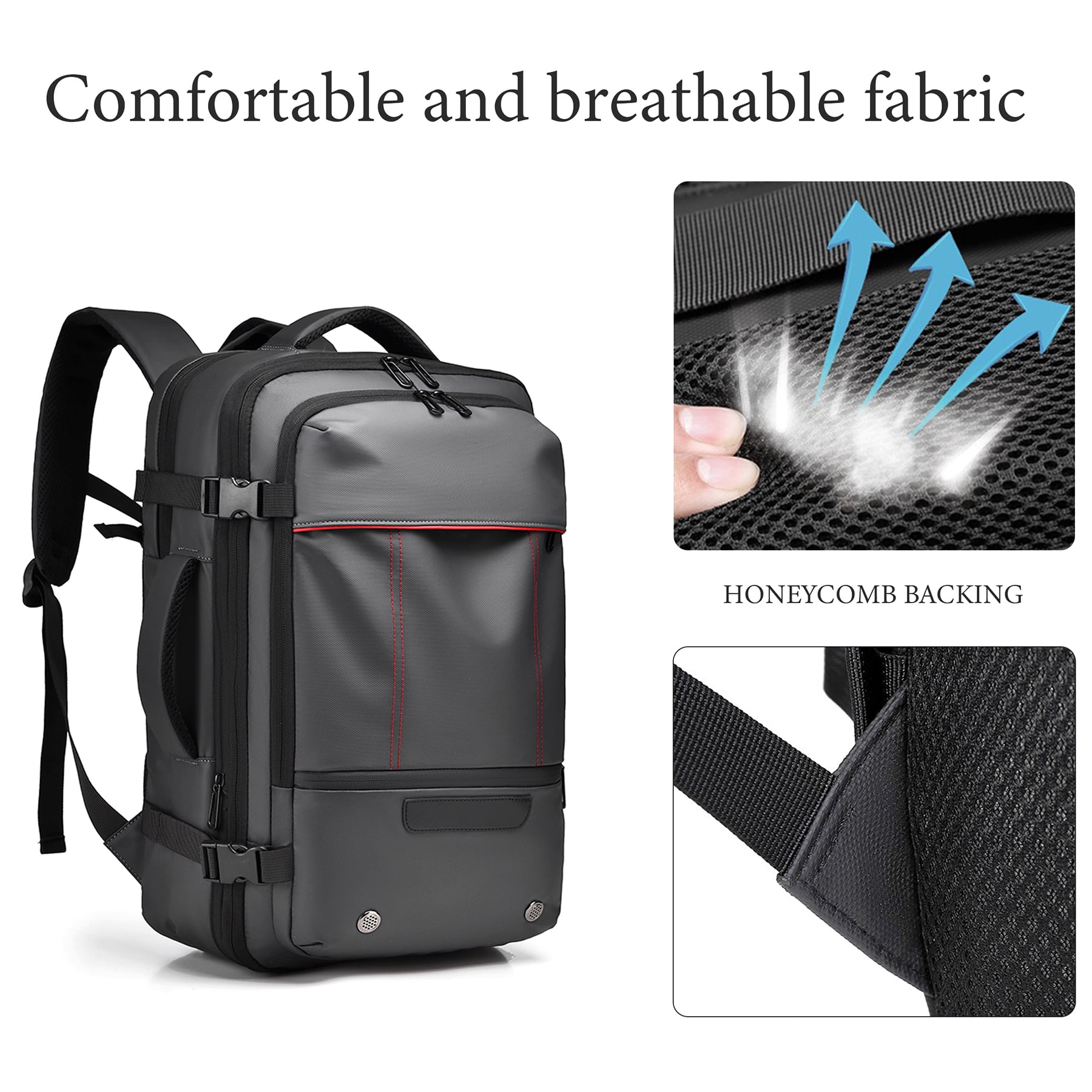 Kahopy Vacuum Backpack for Travel, 60L Expandable Compression Bag with Electric Vacuum Pump, Water Resistant and Anti Theft(Gery-3)